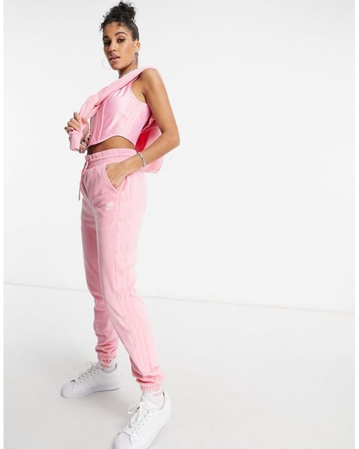 adidas Originals 'relaxed Risqué' Velour joggers in Pink | Lyst