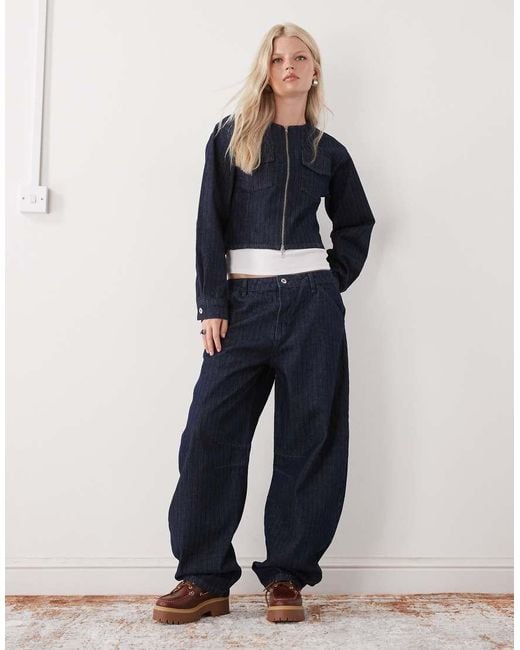 Collusion Blue Low Rise Barrel Jeans