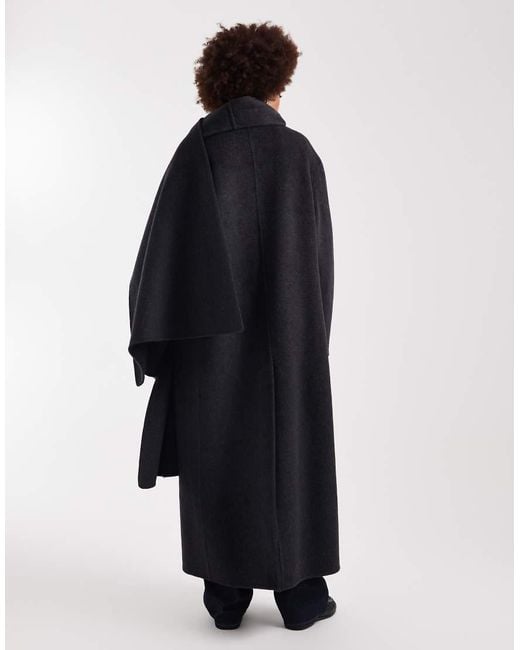 ASOS Blue Asos Design Tall Premium Wool Rich Longline Coat With Detachable Scarf