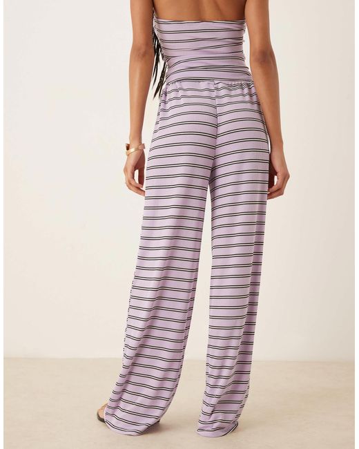 Pantalon large d'ensemble à rayures - lilas ASOS en coloris Pink