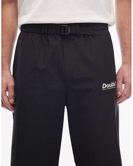 DOUBLE A by WOOD WOOD Black Robert Logo Shell Tracksuit Trousers Co-ord for men