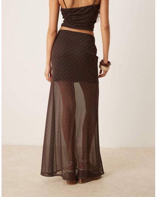 ASOS Natural Co-ord Mesh Spot Maxi Skirt