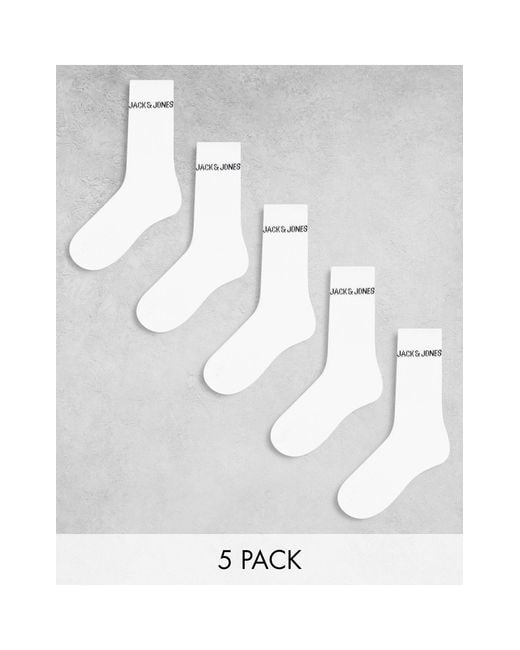 Jack & Jones – 5er-pack gerippte socken in White für Herren