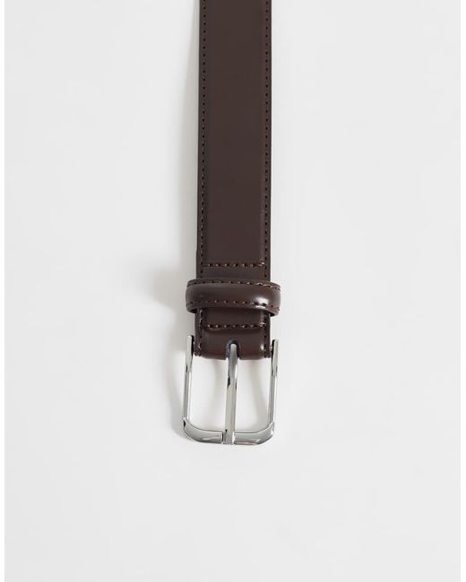 Mango White Classic Leather Belt With Silver Harware for men
