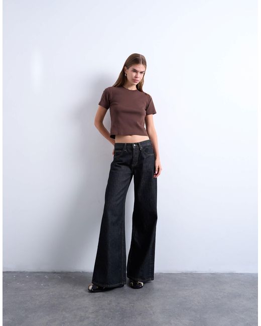 TOPSHOP Brown Shrunken Everyday Tee