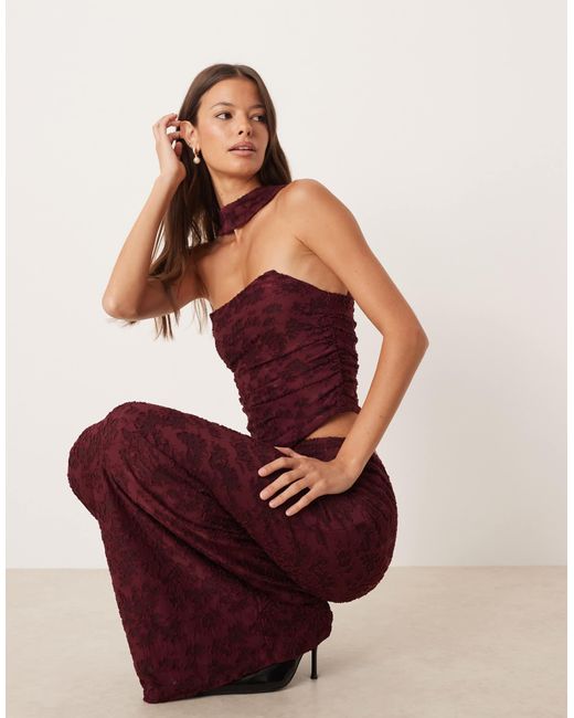 Jupe longue droite d'ensemble effet dévoré à fleurs - lie-de-vin ASOS en coloris Purple