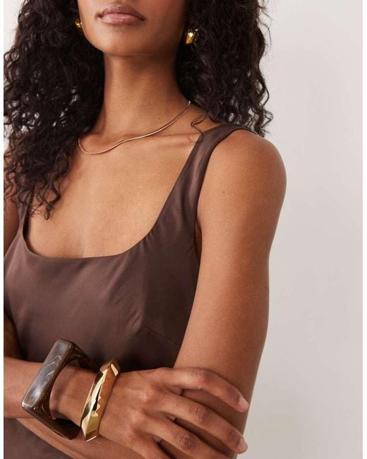 ASOS Brown Satin Bias Cut Midaxi Dress