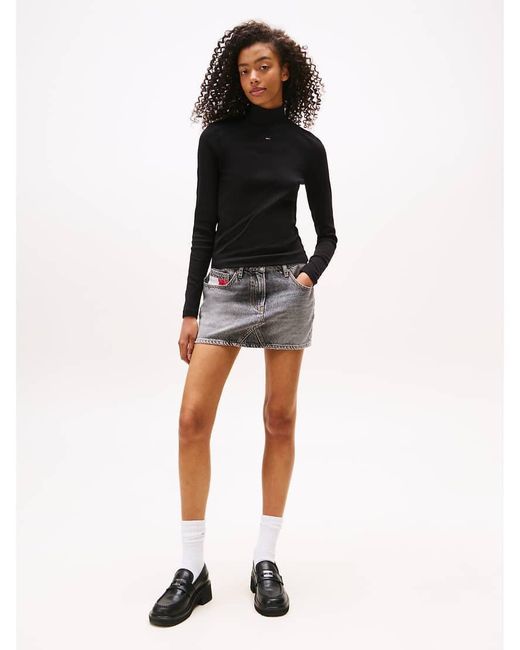 Tommy Hilfiger Black Mock Neck Long Sleeve Top