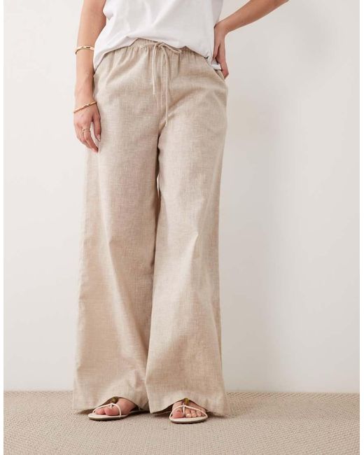 Wednesday's Girl Natural Wednesdays Girl Tie Waist Linen Trousers