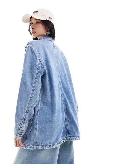 Veste en jean style workwear avec étiquette - moyen délavé Lee Jeans en coloris Blue