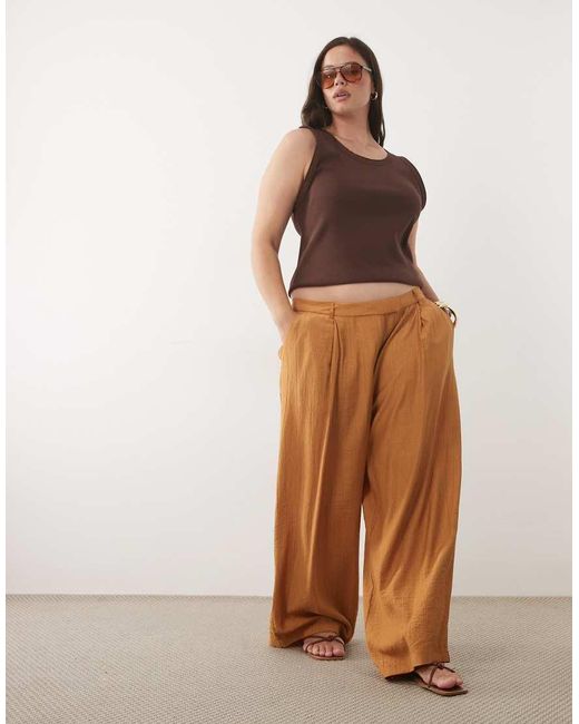 ASOS Brown Asos Design Curve Crinkle Mensy Trouser