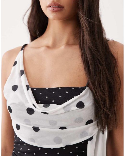 ASOS Natural Varied Polka Dot Draped Cami Top