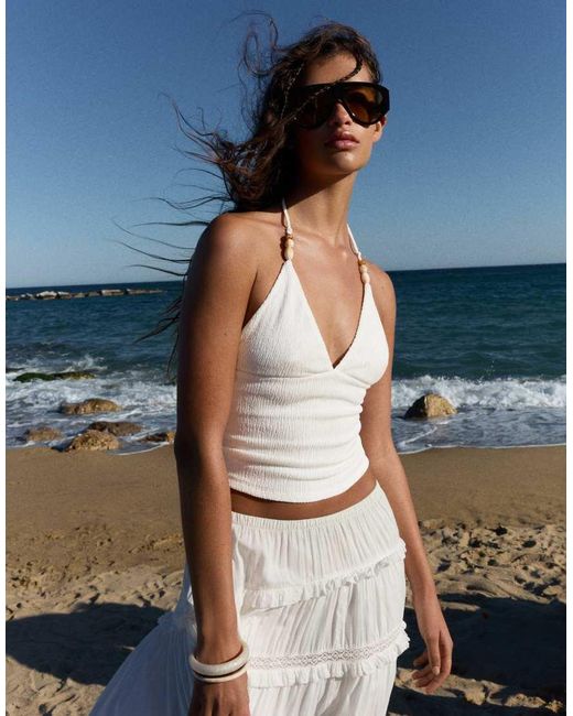 Bershka Blue Rustic Halter Top