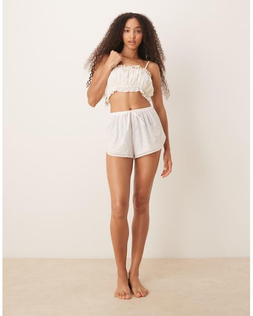 Abercrombie & Fitch Natural Nightwear Scallop Trim Flippy Shorts