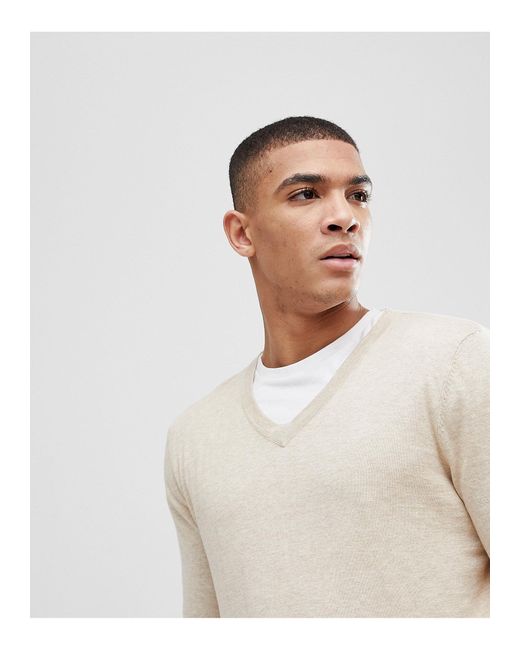 ASOS White Asos V-neck Cotton Sweater for men