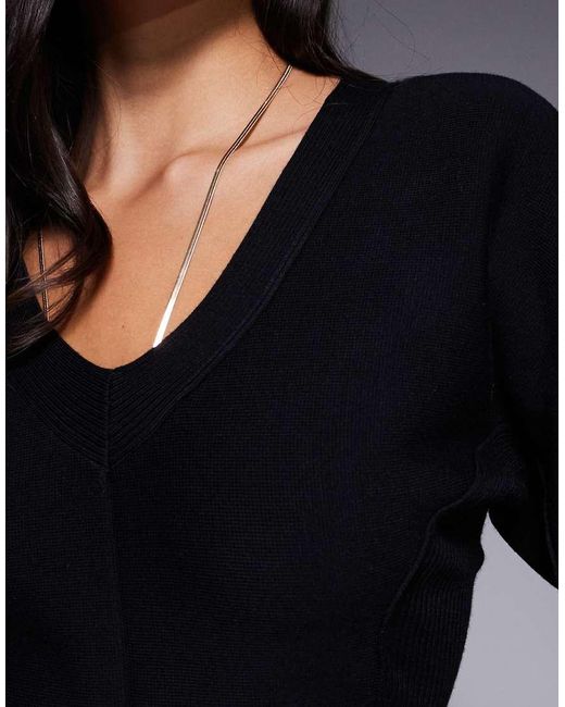 River Island Gray Structured Sleeves Knit Sweater