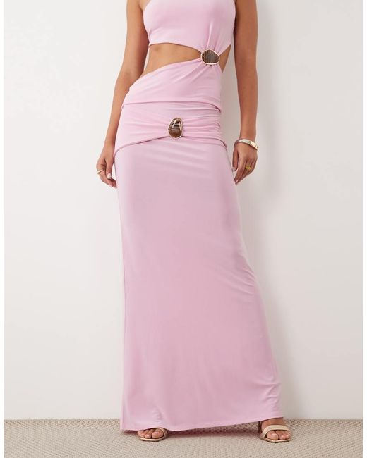 ASOS Pink Co-Ord Maxi Skirt With Hardware Detail