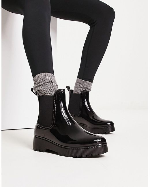 Glamorous Chunky Ankle Boot Wellies in Black Lyst
