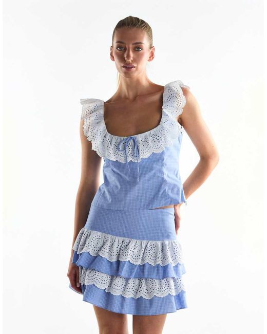 Collective The Label Blue Ruffle Trim Top