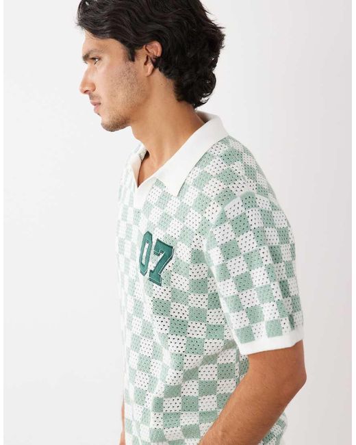 ASOS Multicolor Relaxed Short Sleeve Knitted Notch Neck Polo With 07 Graphic for men