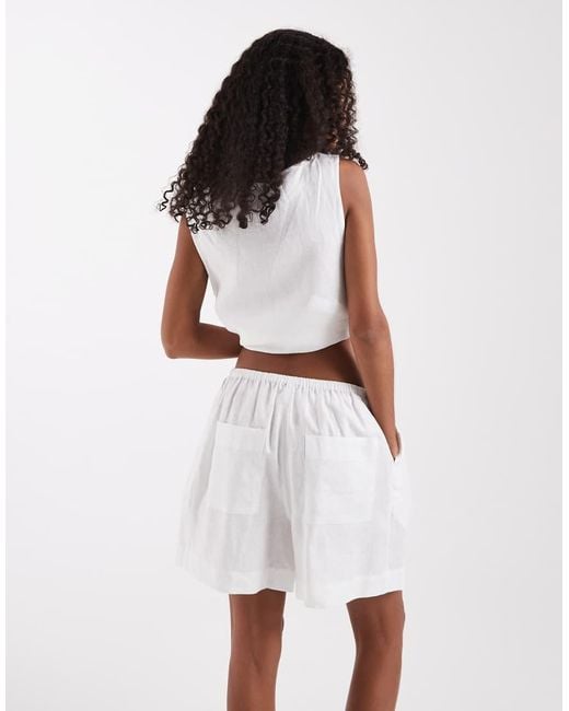 ASOS White Pull On Linen Shorts