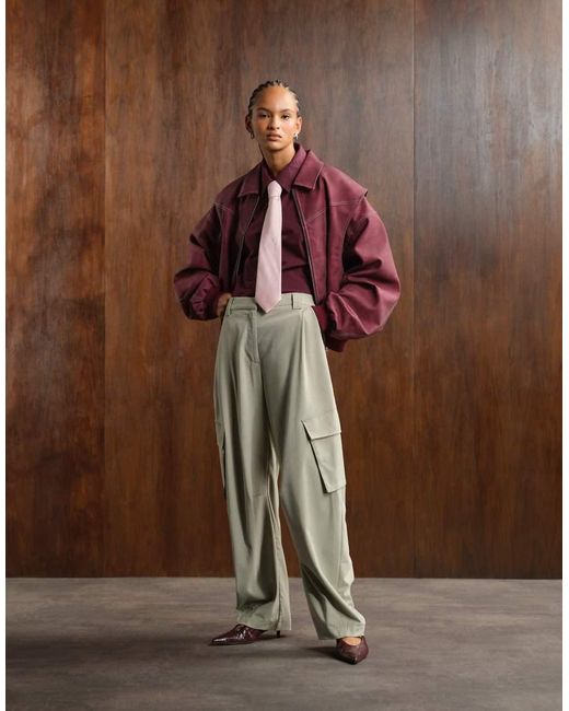 ASOS Brown Tailored Utility Barrel Pants