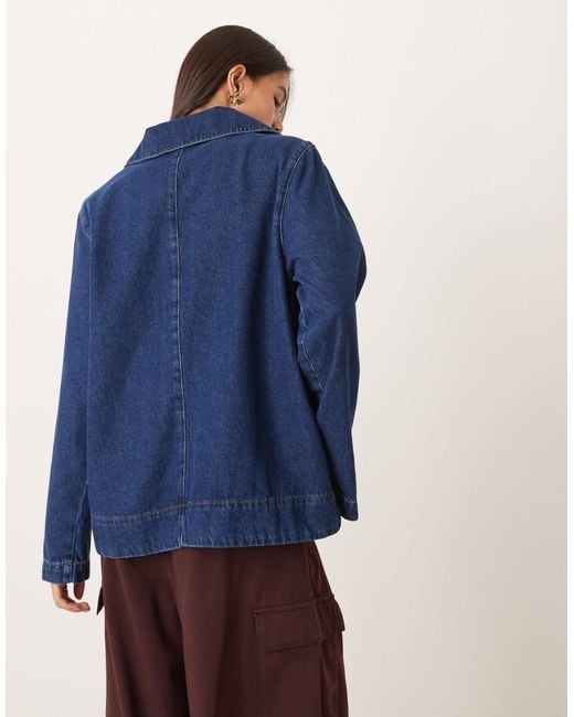 ASOS Blue Denim Chuck On Shacket With Retro Detailing