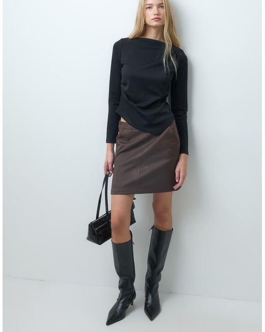 Vero Moda Blue Boatneck Asymmetric Long Sleeve Top