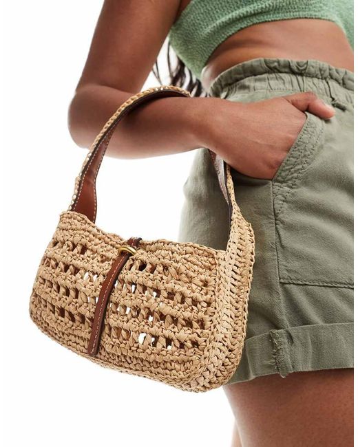 Mango Brown Crochet Shoulder Bag
