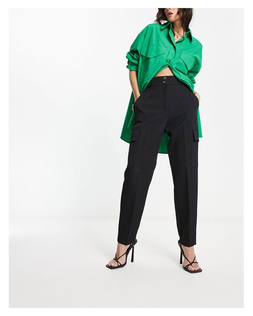 River Island Utility Cigarette Trousers in Black | Lyst