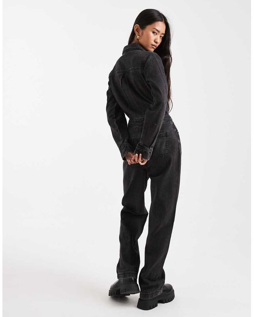 Miss Selfridge Black Denim Boilersuit
