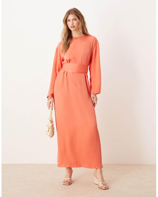 ASOS Pink Tie Back Satin Maxi Dress