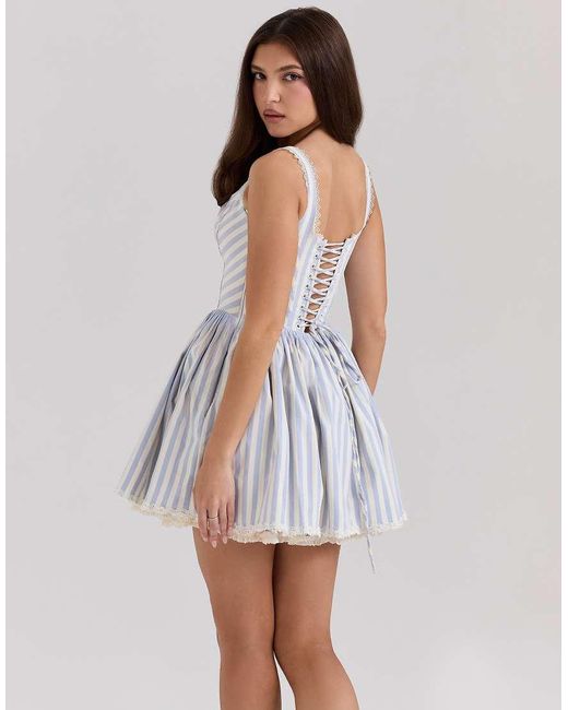 House Of Cb White Liesl Striped Pintucked Mini Dress