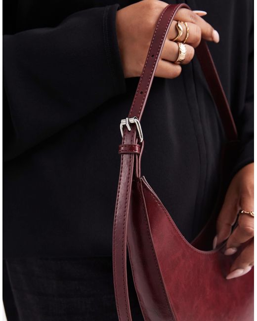 ASOS Purple Asymmetric Scoop Shoulder Bag With Buckle Detail