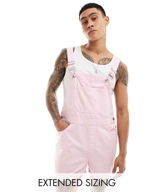 ASOS Pink Shorter Length Dungaree for men