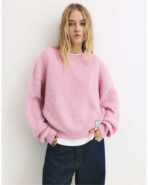 Pull&Bear Pink Soft Purl Knit Sweater