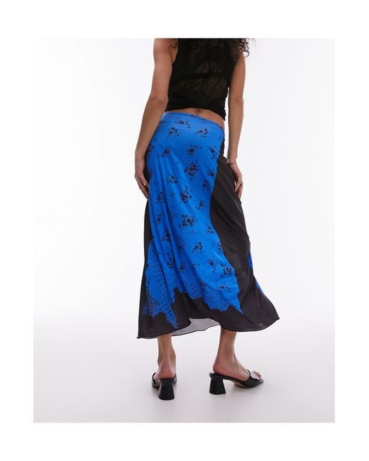 TOPSHOP Blue Tromp L'oeil Tube Jersey Maxi Skirt