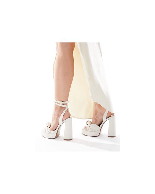 ASOS White Wide Fit Nikita Knotted Platform Block Heel Sandals