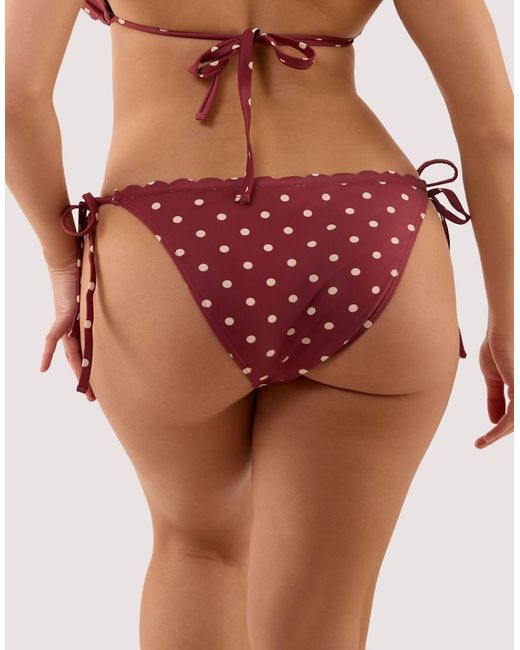 Peek & Beau Red Hazel Wine Spot Tie Side Bikini Brief