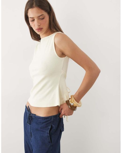 ASOS Blue Slash Neck Tie Back Tank Top