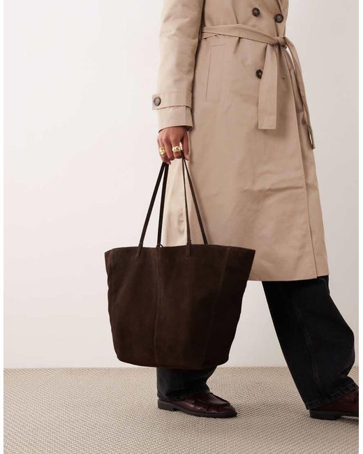 Mango Natural Suede Tote Bag