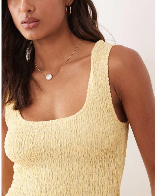 ASOS Natural Crinkle Scoop Neck Maxi Sundress With Shirred Waist