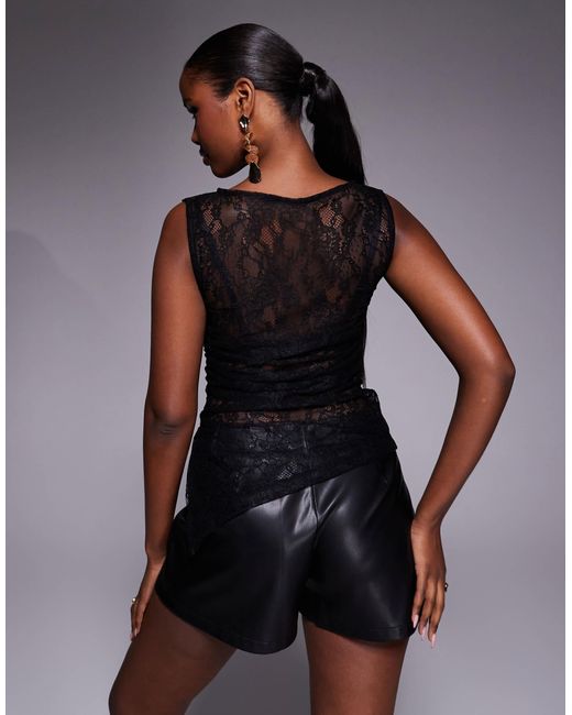 ASOS Black – ärmelloses spitzen-oberteil