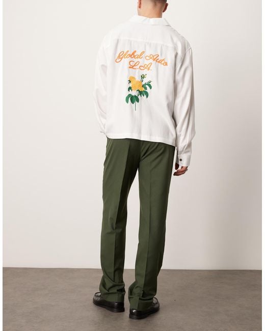 ASOS Green Smart High Waist Straight Leg Pants With Pintucks for men