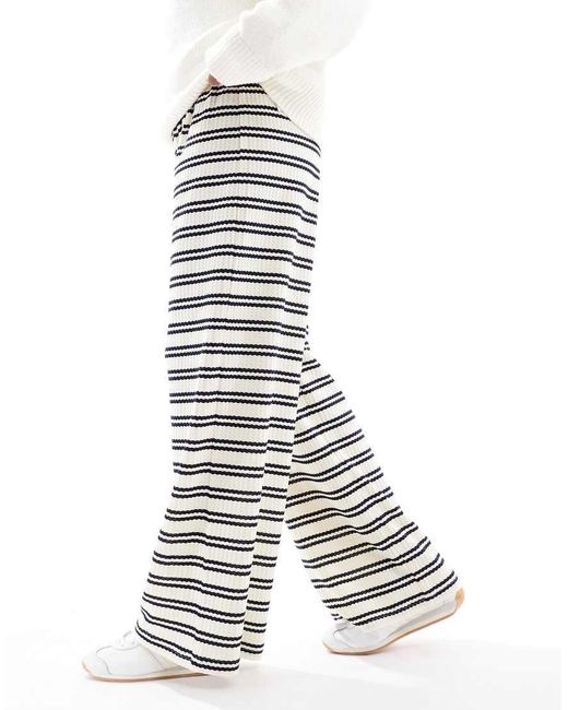South Beach Gray Stripe Knitted Wide Leg Trouser