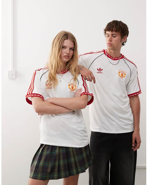 Adidas football - manchester united anniversary 91 - t-shirt - et rouge Adidas Originals en coloris Pink