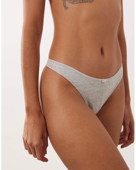 Cotton On Brown Cotton Thong With Rose