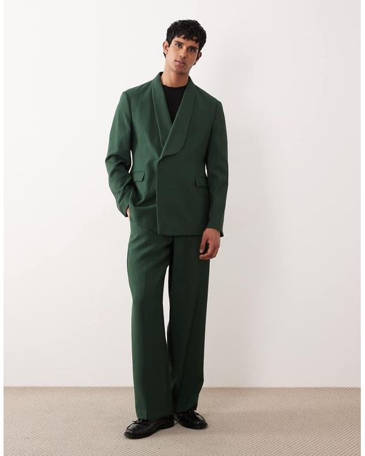 ASOS Green Double Breasted Wrap Regular Fit Suit Jacket for men