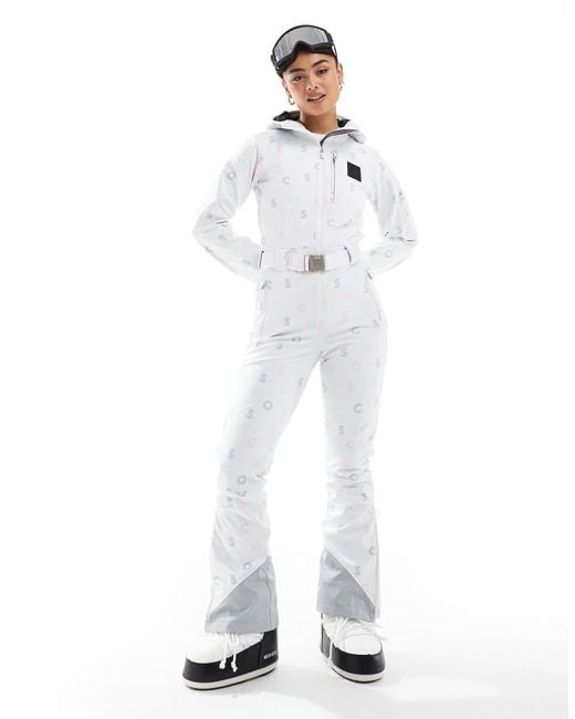 OOSC White Print Chic Ski Suit