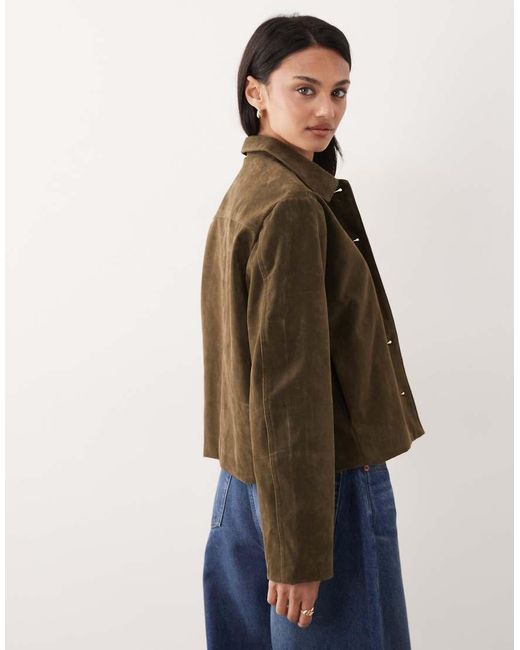 Gina Tricot Green Faux Suede Short Jacket